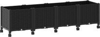 vidaXL Plantenbak met wielen Zwart 160 x 40 x 44 cm PP