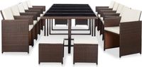 vidaXL Ensemble de jardin 15 pièces avec coussins, polyrotin, marron