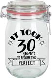 Bellatio Decorations Verjaardag cadeau voorraadpot - leeftijd 30 jaar - glas - 1 liter - snoeppot