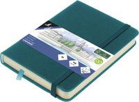 Kangaro Schetsboek A6 Dark Turquoise PU hardcover 80 vellen 140 gram crèmekleurig papier met elastiek en lint
