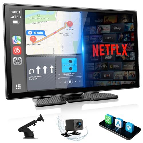 LAMTTO 9-inch Wireless Car Play Autoradio met Achteruitrijcamera, Draadloos Carplay Android Auto Display met Youtube Tiktok