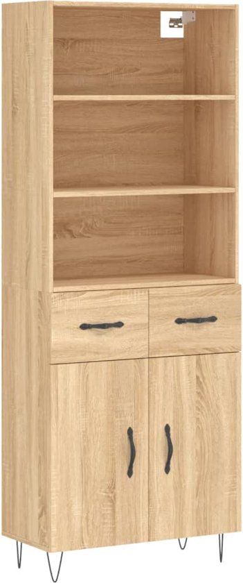 vidaXL Hoge kast bewerkt hout sonoma eikenkleurig 69,5x34x180 cm