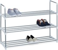 Merkloos Relaxdays schoenenrek metaal, 3 etages, 70x90x30 cm, zilver