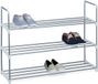 Merkloos Relaxdays schoenenrek metaal, 3 etages, 70x90x30 cm, zilver