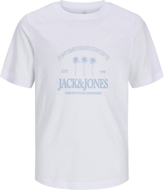 JACK&JONES JORNANTUCKET TEE SS CN FST JNR Jongens T-shirt Maat 152 Katoen Ronde hals Logo Wit