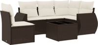 vidaXL 6-delige Loungeset met kussens poly rattan bruin