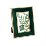 Isaac Jacobs 4 x 6 cm groene fluwelen fotolijst met metallic goudkleurige dubbele rand