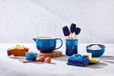 Sans marque Bol à beurre en terre cuite 900 grammes - Bleu 17 x 12,5 x 9 cm - Accessoire de cuisine