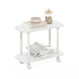 Furinno Turn-N-Tube moderne ovale bijzettafel, bijzettafel met wielen, wit/wit