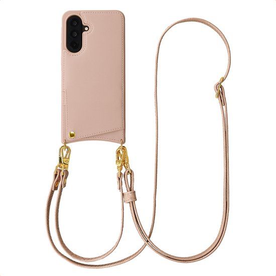 Selencia Hoesje - Geschikt voor Samsung Galaxy A36 - Backcover met koord en pashouder - Dusty Rose