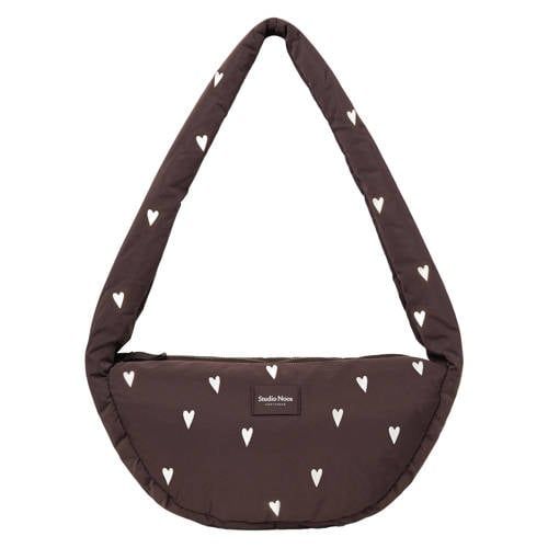 Studio Noos crossbody tas Puffy Hearts Mini bruin