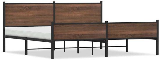 vidaXL Bedframe Metaal Bruin Eikenkleur 193x203 cm