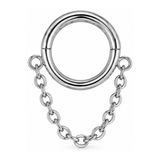 LGT JWLS Zilverkleurige Segmentring Piercing met Enkele Ketting voor Neus en Kraakbeen - 8mm