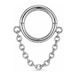 LGT JWLS Zilverkleurige Segmentring Piercing met Enkele Ketting voor Neus en Kraakbeen - 8mm