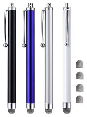 CCIVV Stylus Pen - 4-Pack - 5" Hybrid Mesh Fiber Tip - Touchscreen Compatible - White/Black/Silver/Blue