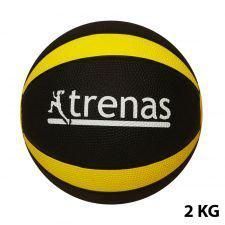 Trenas Pro Medicijnbal - Medicine bal - Rubber - 2 kg - Zwart-Geel