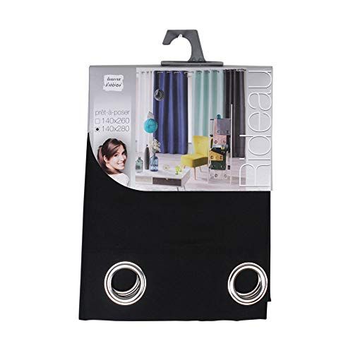 Douceur d'Intérieur Absolu gordijn met ogen, microvezel, eenkleurig, zwart, 280 x 140 cm