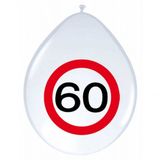 Folat Bv 24x stuks Ballonnen 60 jaar verkeersbord versiering