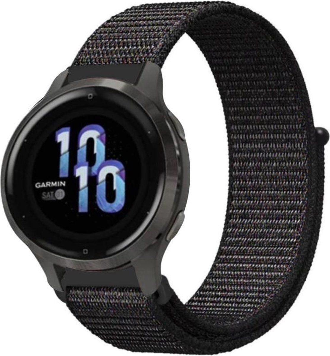 Strap-it Garmin Venu 2s nylon band - 40mm - zwart