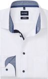 OLYMP Luxor modern fit overhemd - lange mouw - popeline - wit met blauw contrast - strijkvrij - maat 38
