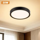 Plafonnier LED - Ultra-compact, design minimaliste - 20 W - 4000 K, blanc neutre - Lot de 5 - Fer et acrylique - Noir