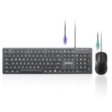 Perixx PERIDUO-117P PS/2 toetsenbord en muis, Italiaanse QWERTY-lay-out, optische muis met 3 toetsen, kabel 1,8 m, zwart