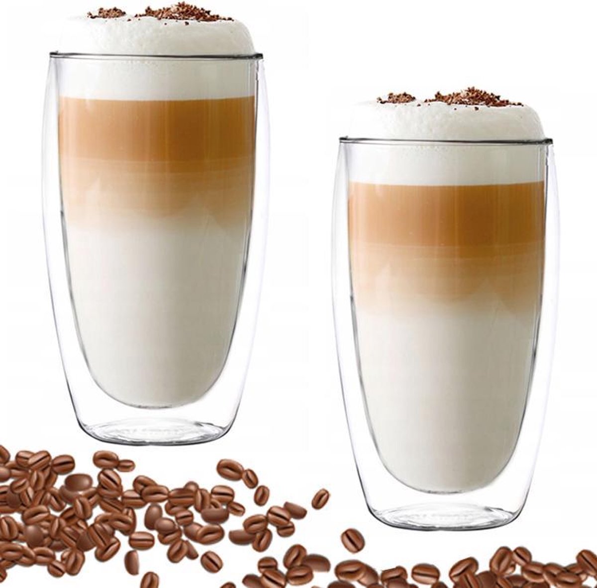 Altom Design Luxe Latte Macchiato Glazen Dubbelwandig - Dubbelwandige Koffieglazen - Cappuccino Glazen - Cappuccino Kop - Latte Glazen - Theeglas Dubbelwandig 380 ML - Set Van 2