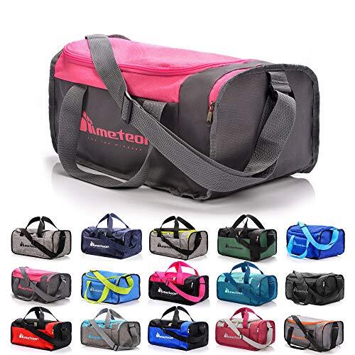 Meteor Sporttas Sport Bag ideaal voor Fitness Sportschool voor Dames en Heren Reistas (20L, Roze/grijs)