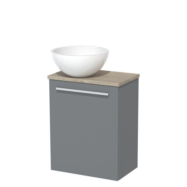 Maxaro Modulo Toiletmeubel 41 cm Middengrijs met Lichtgrijs Eiken Blad