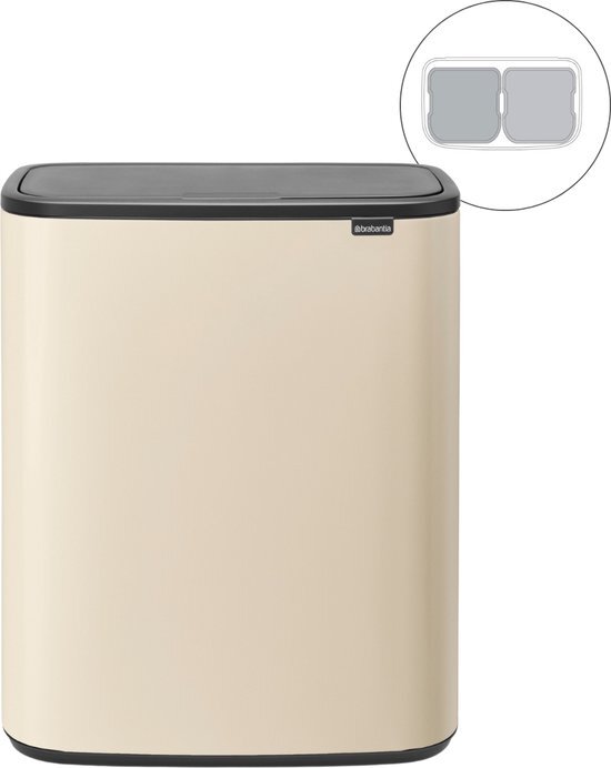 Brabantia Bo Touch Bin Prullenbak - 2 x 30 l - Soft Beige