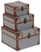 Boîtes de rangement en bois et jute, set de 3, gris/brun/or