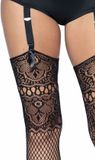 Leg Avenue Fishnet backseam stockings, One Size, Zwart
