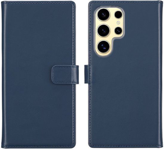 Selencia Echt Leren Bookcase voor de Samsung Galaxy S25 Ultra - Blauw