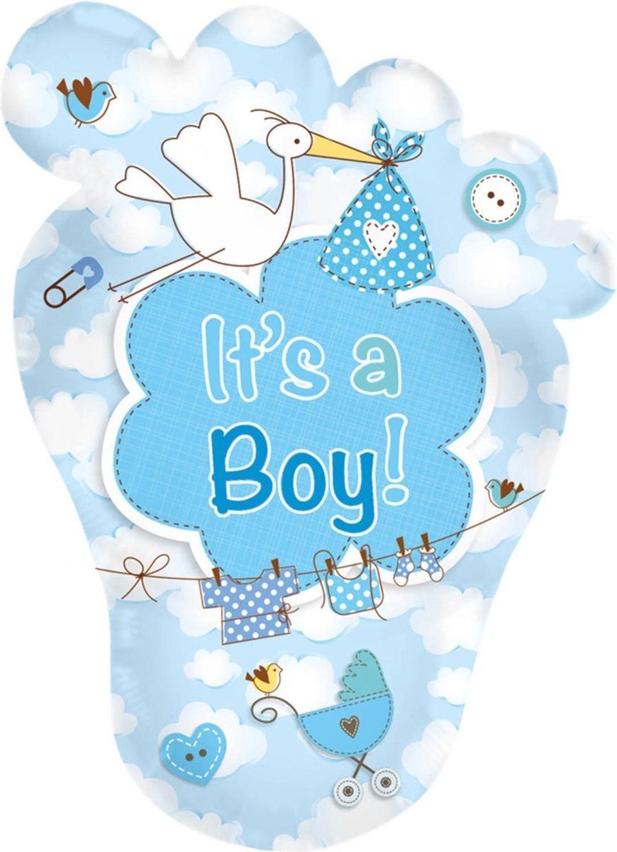 Folat Folieballon - It's a boy - Voet - 46x70cm - Zonder vulling