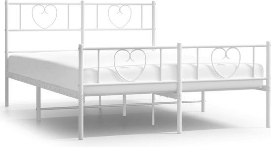 vidaXL Bedframe met hoofd- en voeteneinde metaal wit 120x200 cm