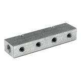 Verdelerlijst, RIEGLER Verdelerlijst, uitgangen eenzijdig voor, ingang 2 x 3/8, uitgang 3 x 1/8, aluminium