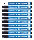 DONAU D-Signer B Whiteboard-marker, 10 stuks, zwart, ronde punt 2-4 mm, droogbestendig, tot 72 uur zonder dop, niet-giftige inkt