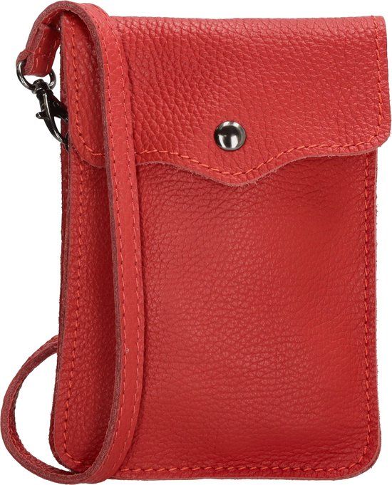 Charm London Elisa Telefoontasje - 100% Leer - Leren Tas - Rood