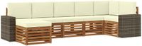 vidaXL - Hoek loungeset - 7 zitplekken - Natuurlijk en crème - Acacia hout
