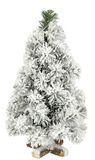 Kunstmatige mini-dennenboom, geijst en besneeuwd op houten voet, kleine kerstboom, tafeldecoratie, boom, kunstdennenboom, kleine witte kerstboom, kerstdecoratie, kunstdennenboom, advent