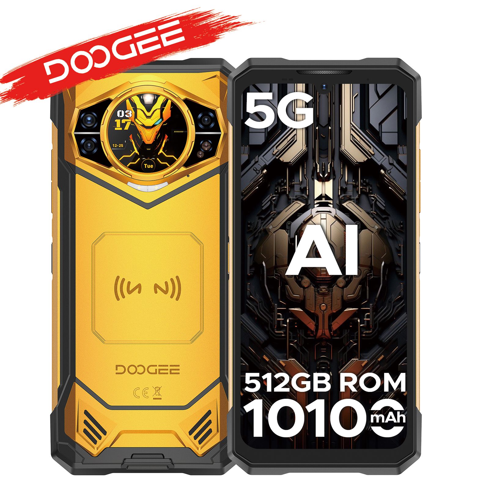DOOGEE S200 X 5G Robuuste Telefoon 6.72" FHD+ 120Hz Scherm 48GB 512GB MTK Dimensity 7050 10100mAh Batterij NFC Android 16 Smartphone