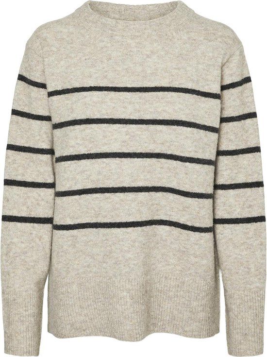 Vero Moda VMFLAWLESS LS O-NECK PULLOVER GA NO 10320487 Trui - Silver Mink/w. Dark Gr - Dames - Maat XS