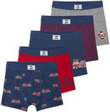 Vertbaudet Set met 5 stretch jongensboxers brandweermannen van biokatoen