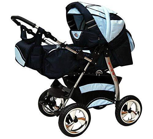 Lux4Kids Combi kinderwagen kinderwagen Complete Set met autostoel Isofix door ChillyKids Royal & Softblue 2in1 Zonder autostoel