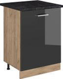 Vicco Keukenonderkast R-Line, Antraciet Hoogglans/Goudkleurig Eiken, 60 cm