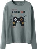 NAME IT - NKMPOPASTAR LS TOP BOX - Jongens - Lange mouwen shirts - Maat 158/164 - Katoen - Grijsblauw