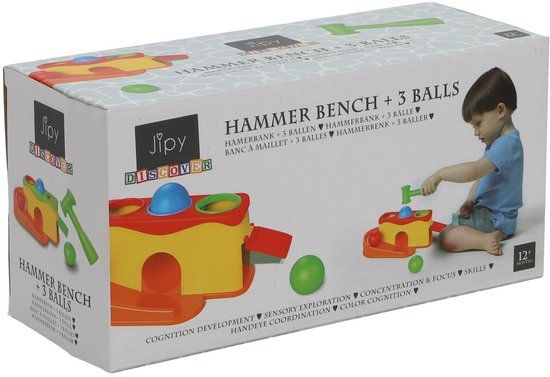 Top1Toys KiddyGo Hamerbank Speelgoed met 3 Gekleurde Ballen - Educatief