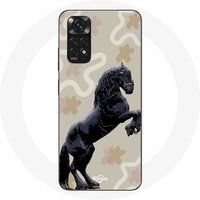 Maniacase Etui voor Xiaomi Redmi Note 11 4G Zwart Fries Paard