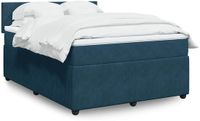 vidaXL Boxspring met matras fluweel blauw 160x200 cm