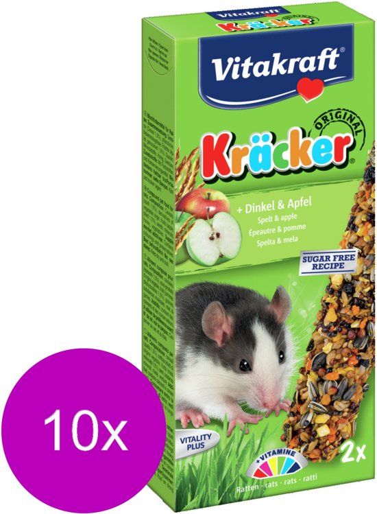 Vitakraft Ratten Kracker Corn/Fruit - Knaagdiersnack - 10 x 2 stuks